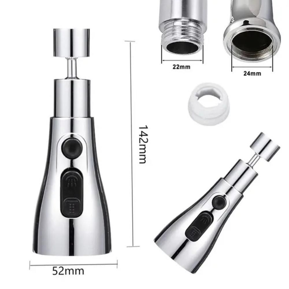 3 Water Modes Tap Extender for Kitchen Sink Faucet 360° Rotating Shower Head