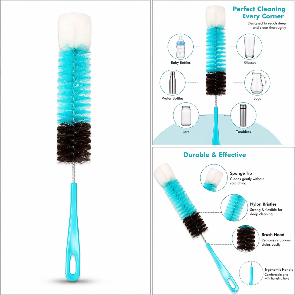 nylon bristle bottle cleaning tool