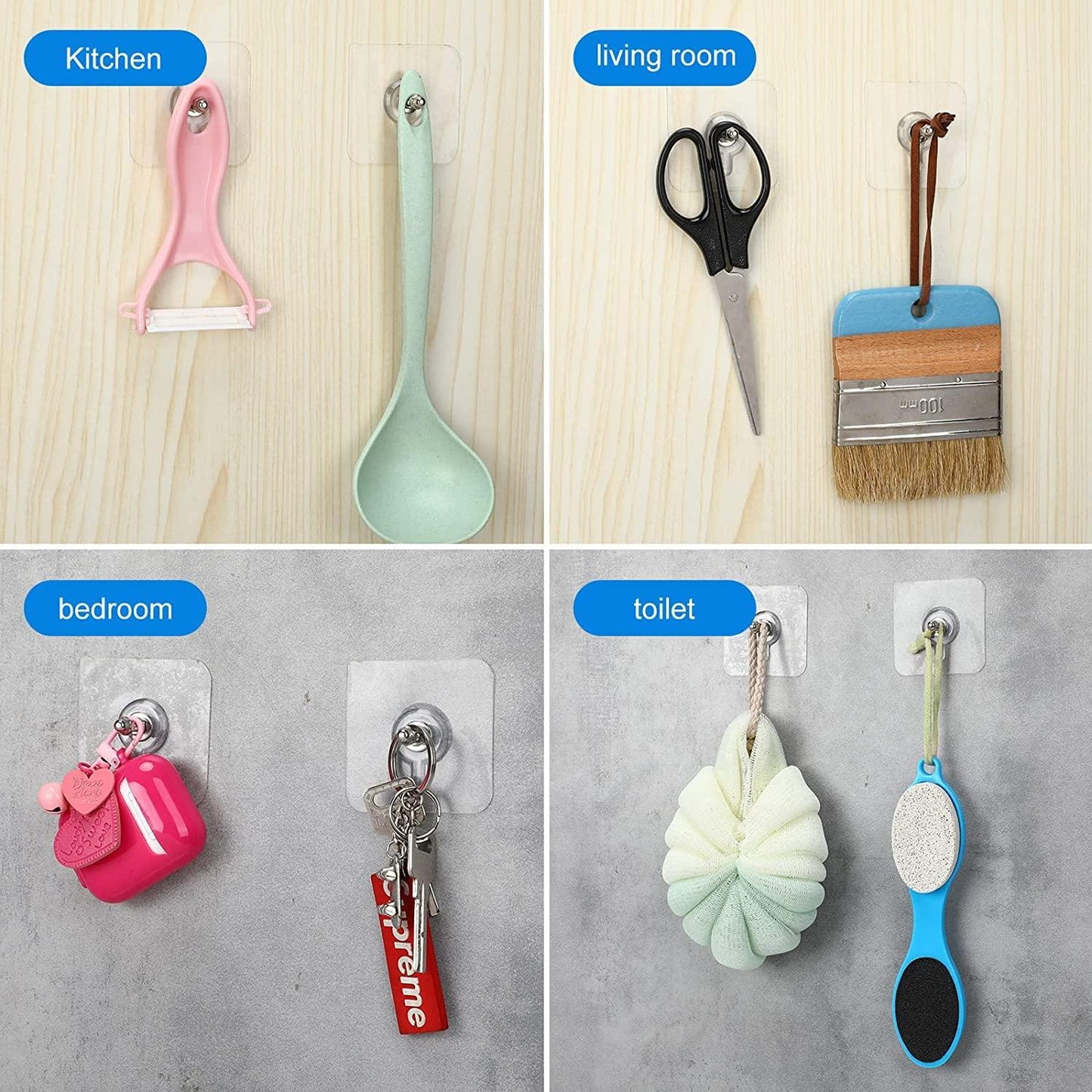 Wall Hooks Screw Mount Heavy Duty Adhesive (Pack of 12 Pcs)