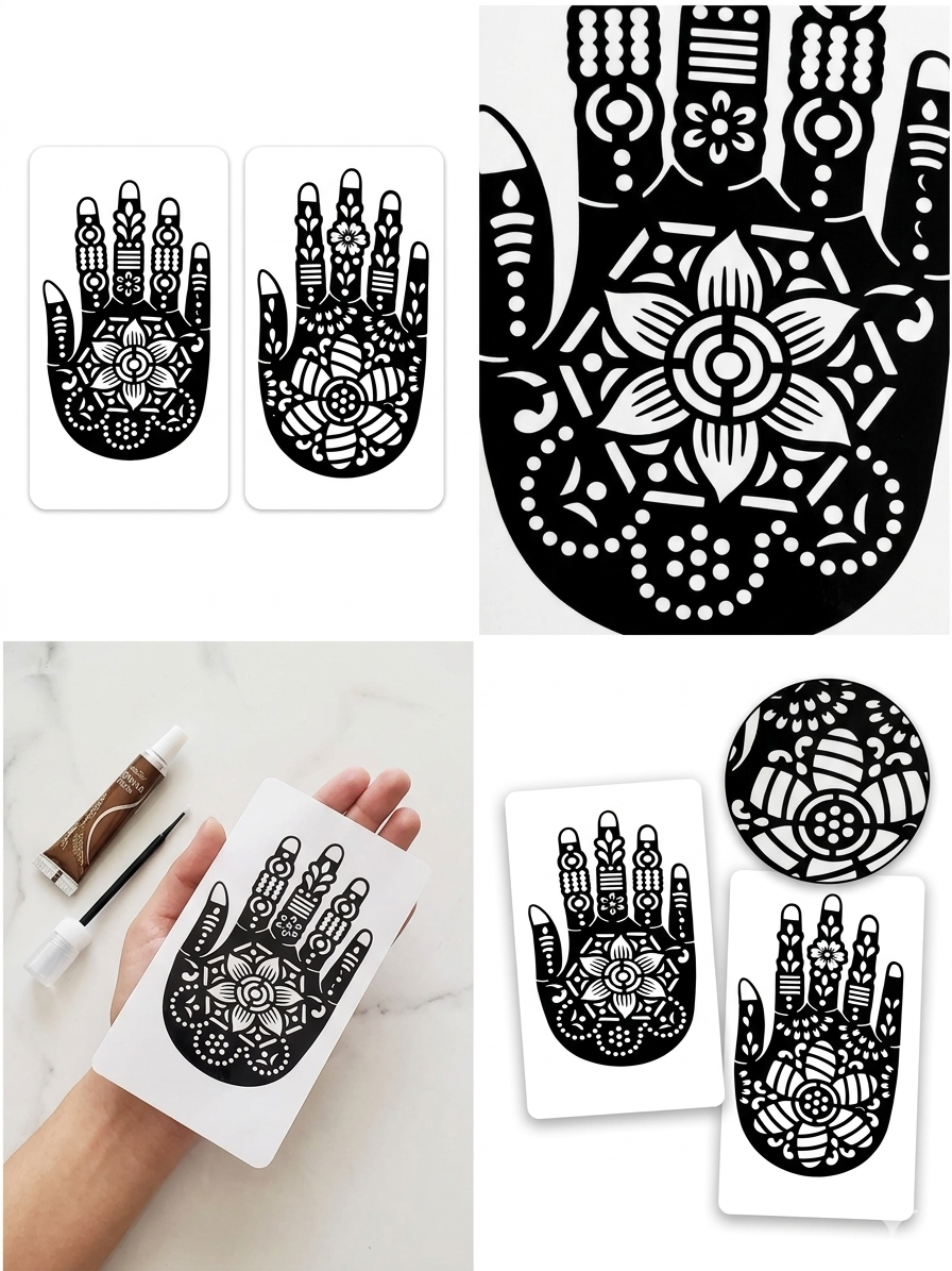 mehndi template closeup floral pattern