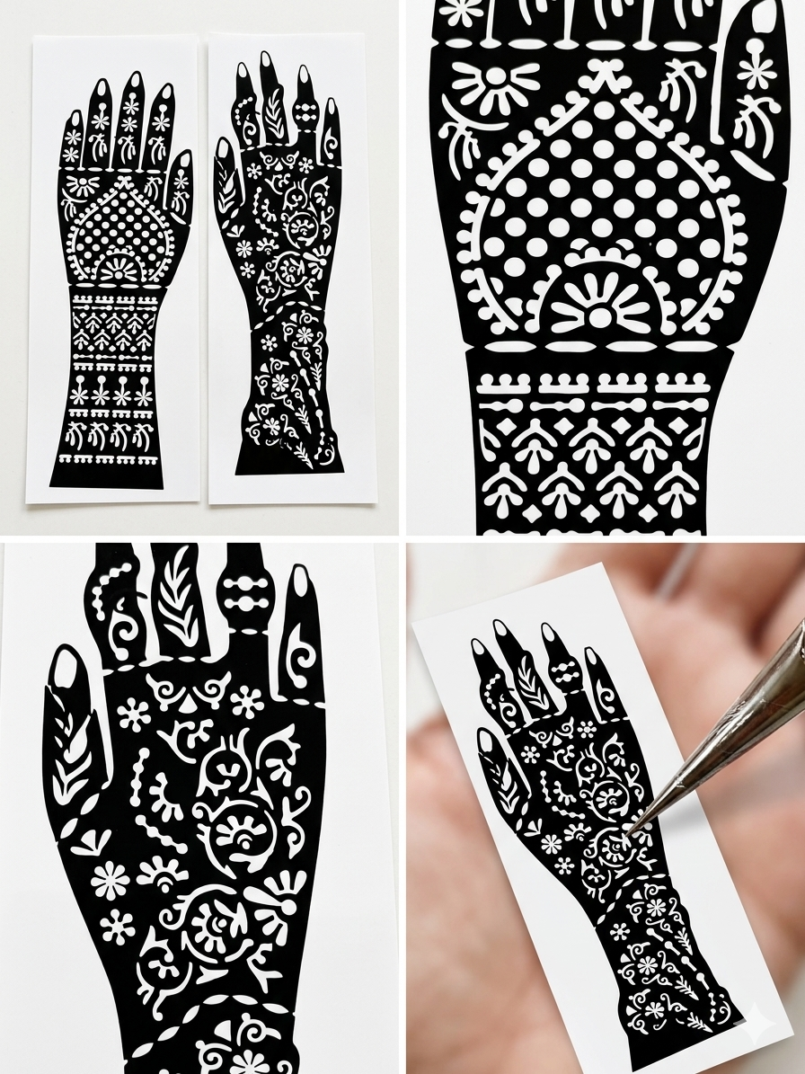 waterproof mehndi design sheet for bridal hand