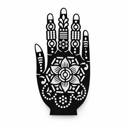mehndi hand stencil front design