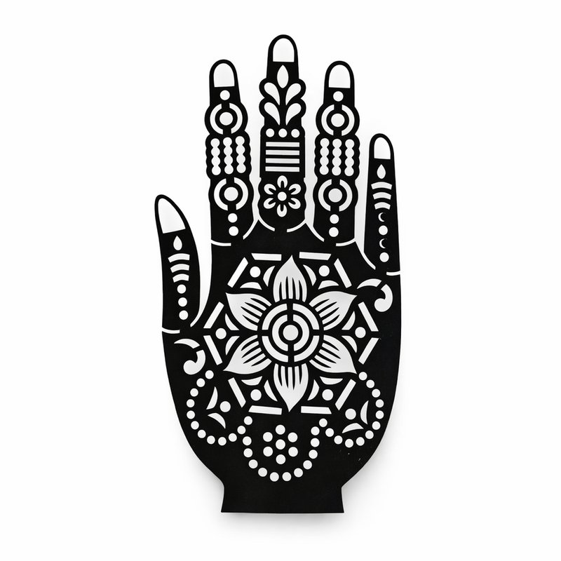 Mehndi Tattoo Stencil, Waterproof Temporary Sticker for Women & Girls, Full Hand Mandala Design (Set of 1)
