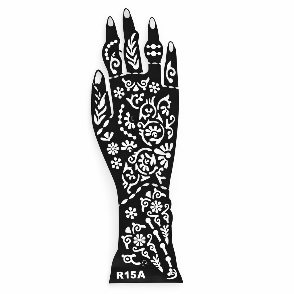 ethnic henna stencil hand decoration