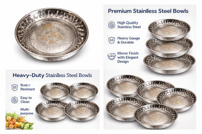 steel serving plate for indian meals
