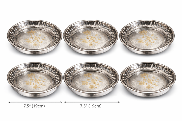 Stainless Steel Dinner Plate 1L – Durable, Rustproof Thali (Set of 6)