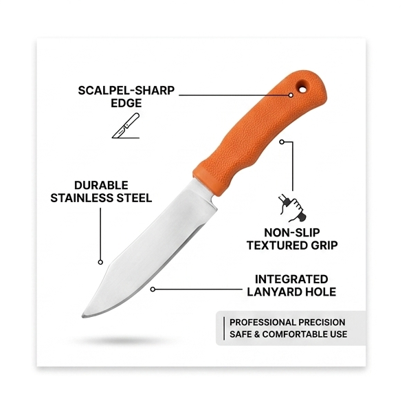 Stainless Steel Kitchen Knife – Sharp Blade with Anti-Slip Grip